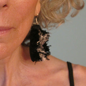 shaggy dog / embroidered earrings