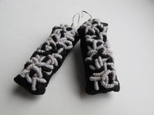 Load image into Gallery viewer, black &amp; white squigglies / embroidered earrings