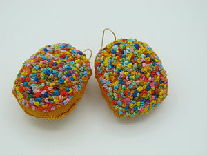 da dots / embroidered earrings