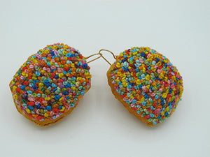 da dots / embroidered earrings