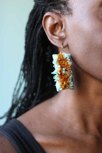 autumn blues / embroidered earrings