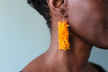Load image into Gallery viewer, ya ya yellow blue dot / embroidered earrings