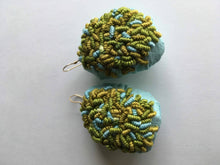 Load image into Gallery viewer, happy algae / embroidered earrings