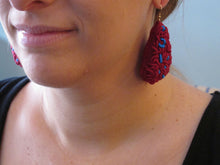 Load image into Gallery viewer, maroon marine / embroidered earrings