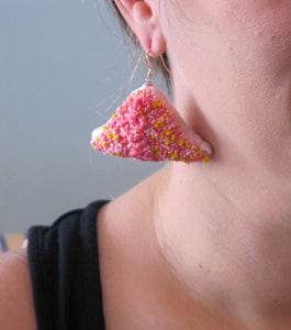 peonies / embroidered earrings