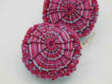 Load image into Gallery viewer, raspberry pizza / embroidered earrings