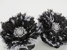 Load image into Gallery viewer, black &amp; grey / embroidered earrings