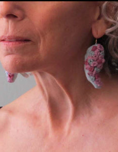 hydrangea curls / embroidered earrings