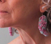 Load image into Gallery viewer, hydrangea curls / embroidered earrings