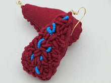 Load image into Gallery viewer, maroon marine / embroidered earrings
