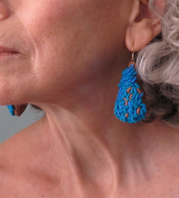 pasta blues / embroidered earrings