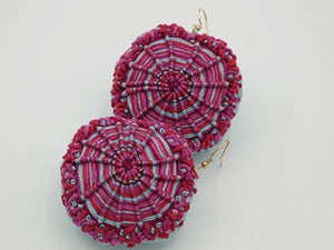raspberry pizza / embroidered earrings