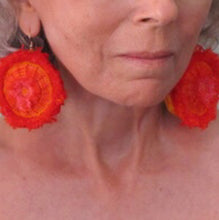 Load image into Gallery viewer, red hots / embroidered earrings