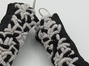 black & white squigglies / embroidered earrings