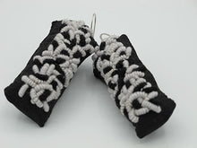 Load image into Gallery viewer, black &amp; white squigglies / embroidered earrings