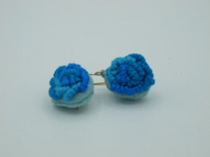 teeny blues / embroidered earrings